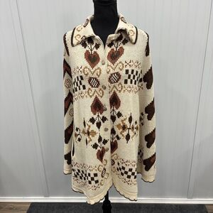 VTG Sturbridge Poncho Sweater 70's Women Dutch Fall Cape Boho Shawl Southwestern